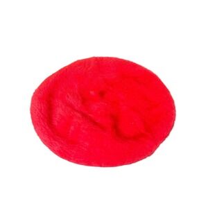 Red Fuzzy Angora-Rabbit Fur Blend Beret Parisian Coquette Y2K Winter Hat O/S